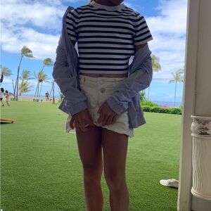 Zara Girl black and white stripe short sleeve Tee